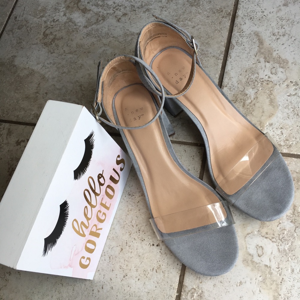 A new day Michaela gray suede mid block heel pump
